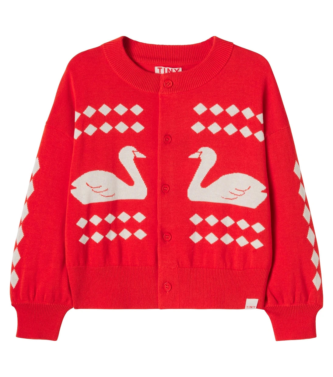 Tinycottons - Swans argyle cotton cardigan