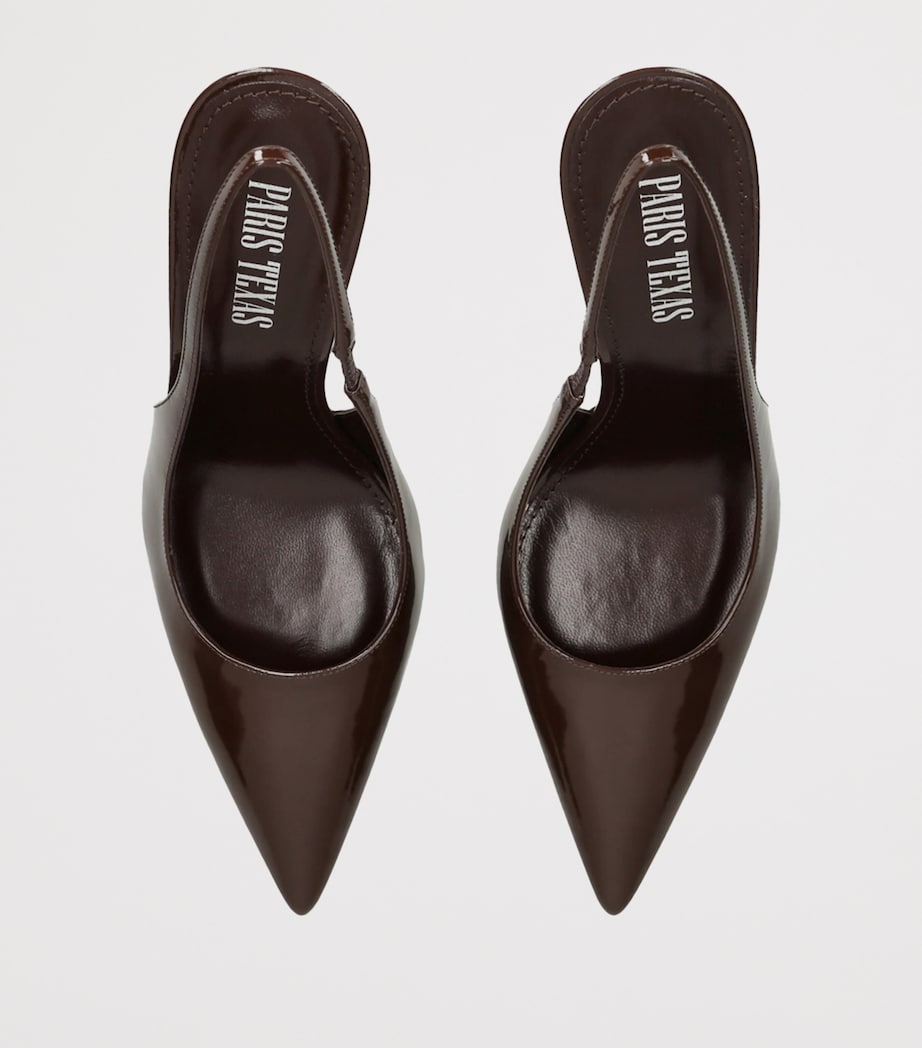 Brown Patent Leather Lidia Slingback Pumps 105