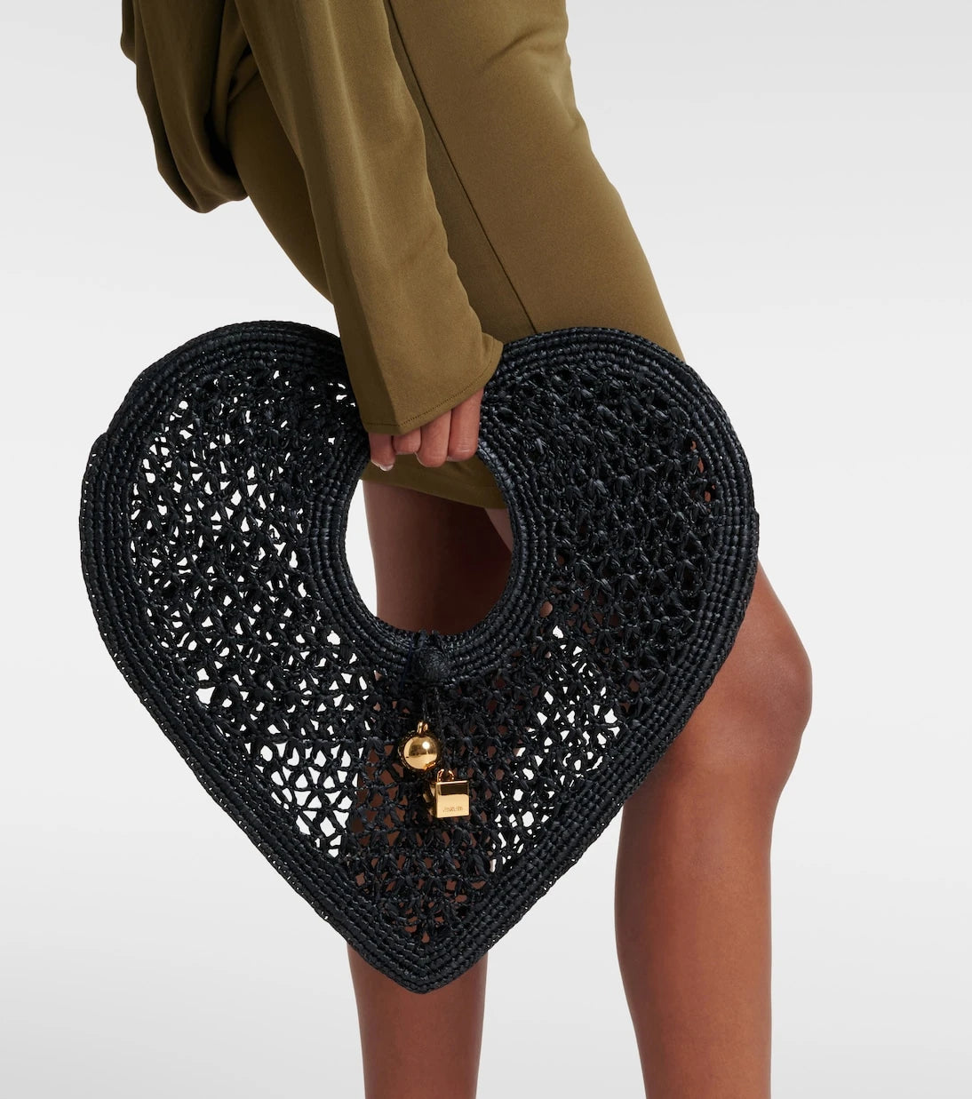 Jacquemus - Spiaggia Coeur Small raffia top-handle bag