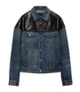 Prada Blue Leather-Detail Denim Jacket