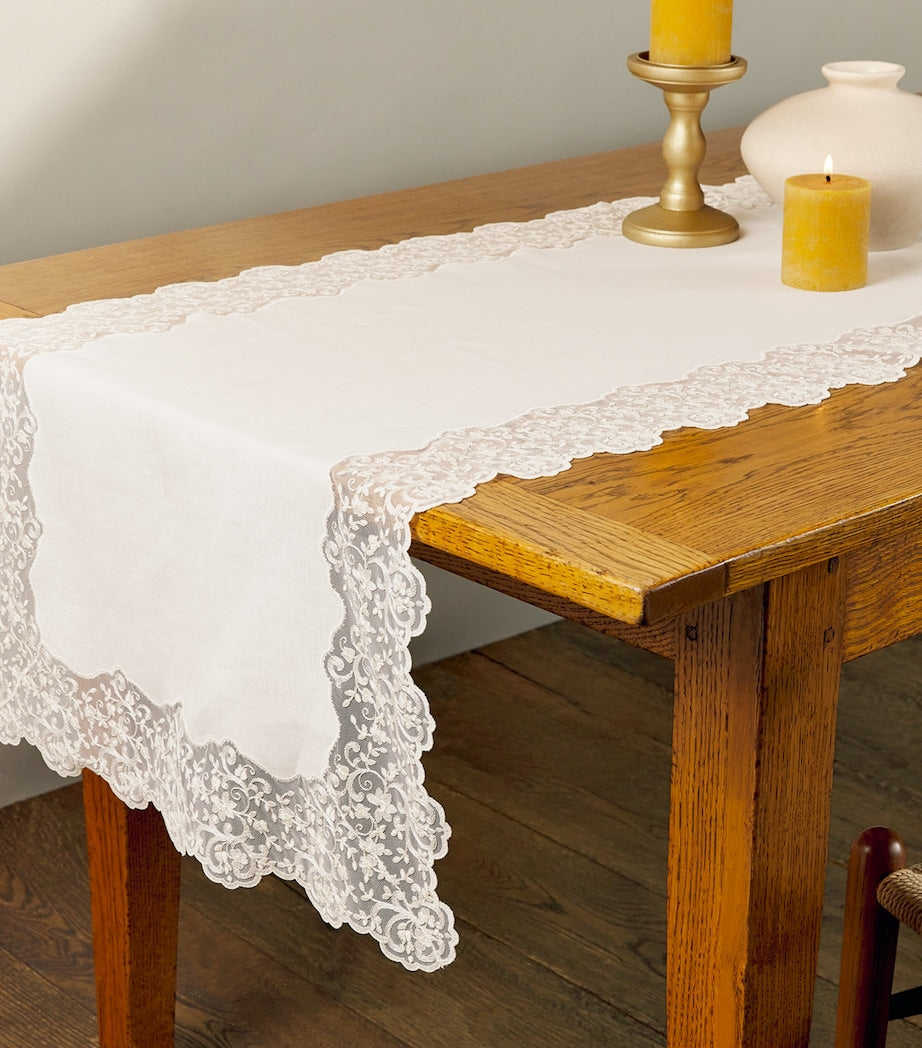 Dea Linen Lace-Trim Elite Table Runner (50cm x 210)
