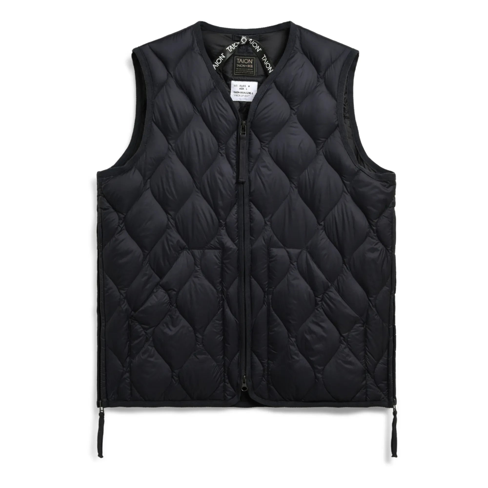 Taion - Military Unisex Nylon Sleeveless Zip Jacket | Black