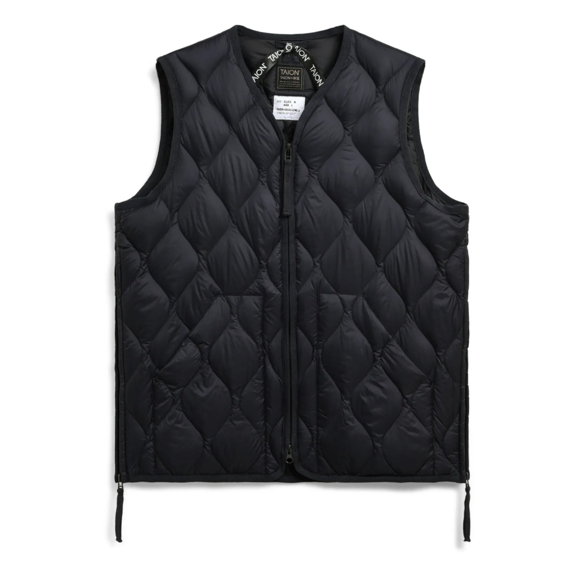 Taion - Military Unisex Nylon Sleeveless Zip Jacket | Black