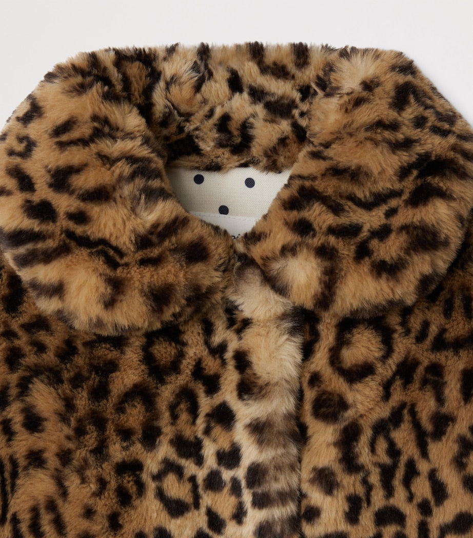 Bonpoint Faux Fur Leopard Print Coat (4-8 Years)