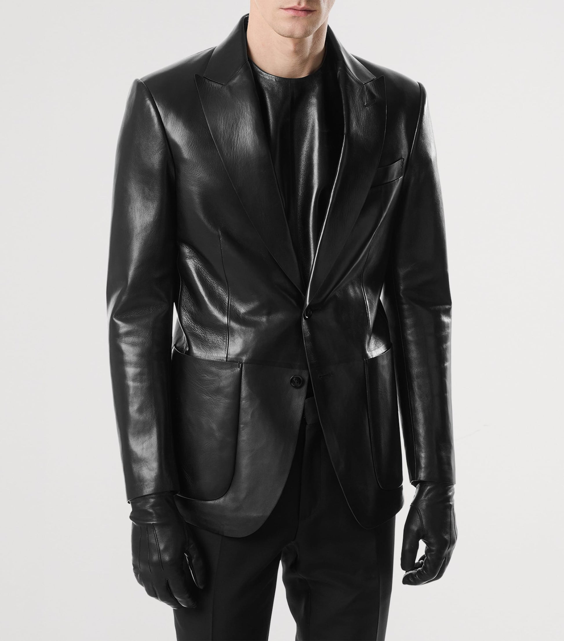 TOM FORD Black Lambskin Single-Breasted Blazer