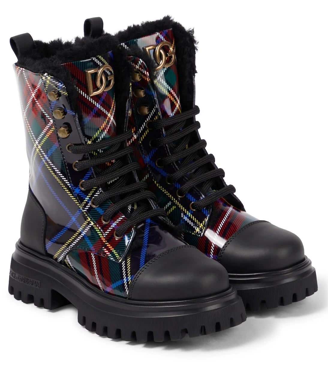 Dolce&Gabbana Kids - Checked leather boots