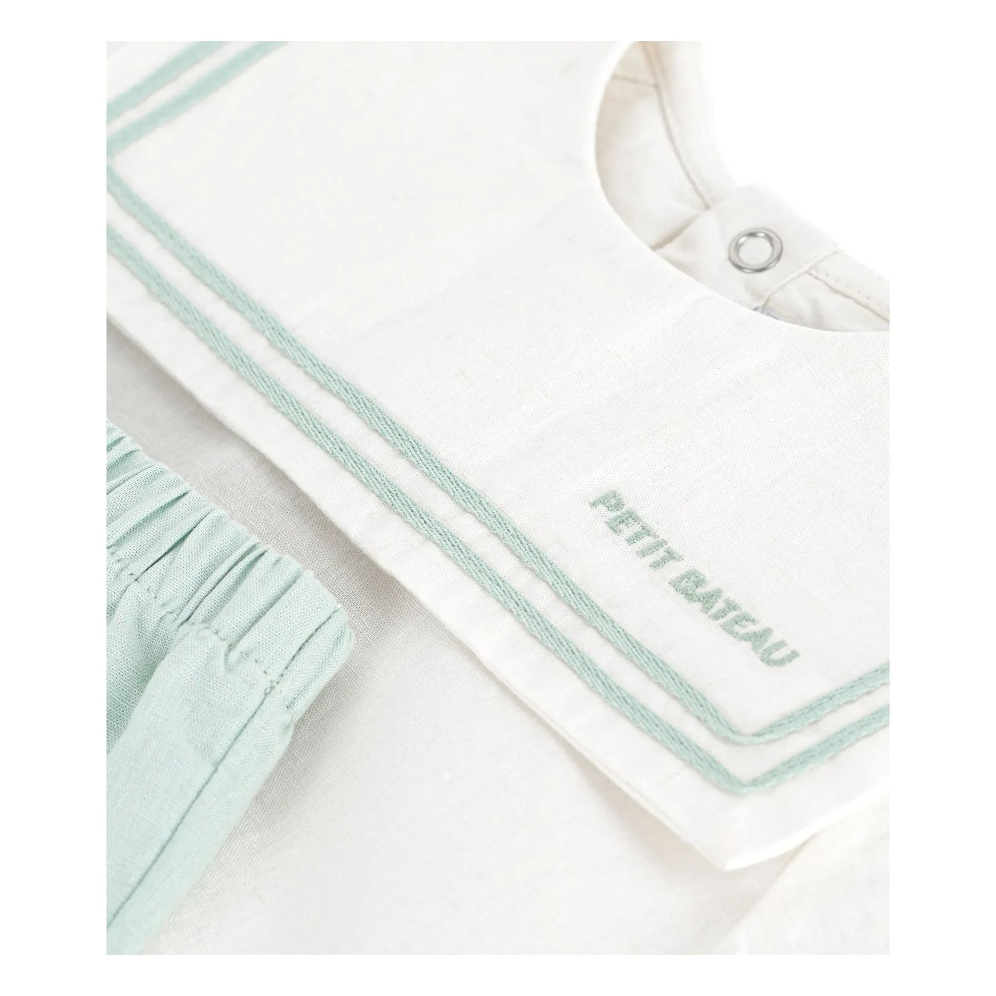 Petit Bateau - Navy collar top and linen shorts set | Sage