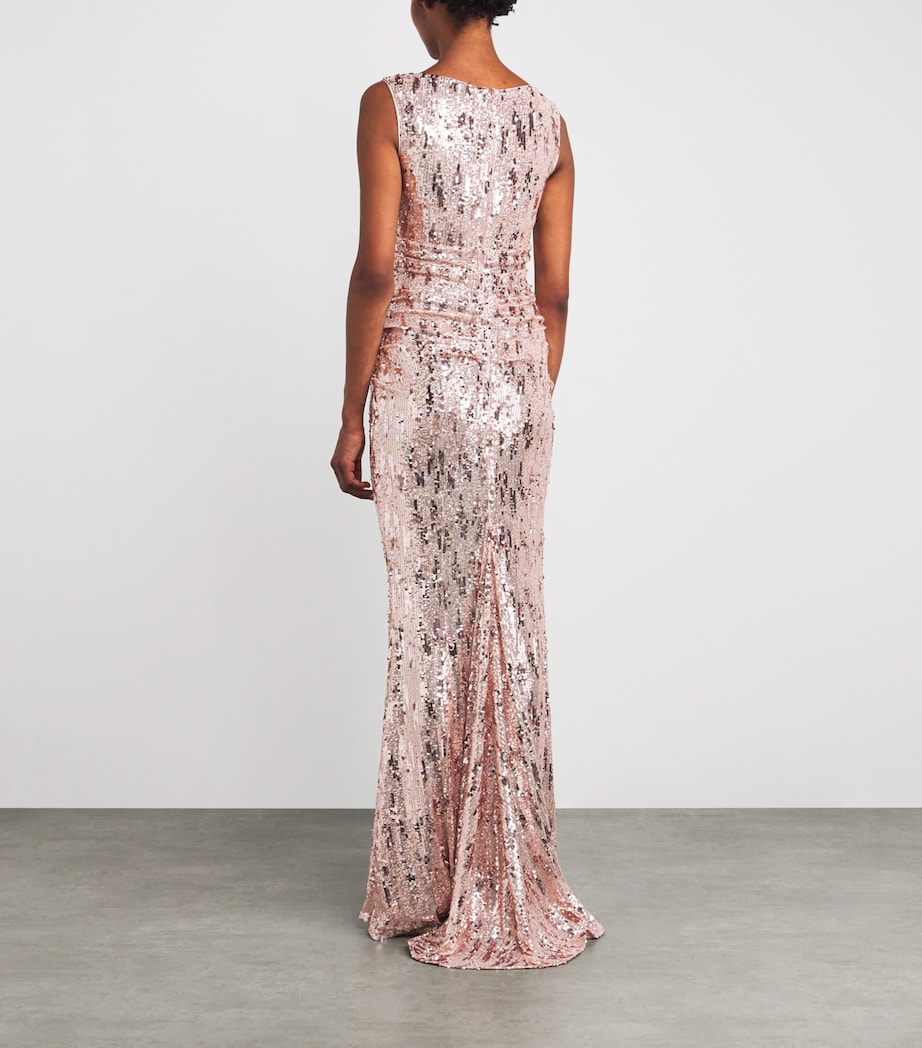Rose Gold Sequinned V-Neck Gown