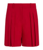 Linen-Blend Pleated Shorts N0F CHERRY