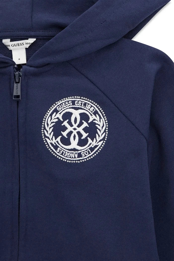 Guess çocuklar için pamuklu fermuarlı kapüşonlu sweatshirt