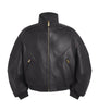 Willy Chavarria Black Leather Ruff Rider Bomber Jacket