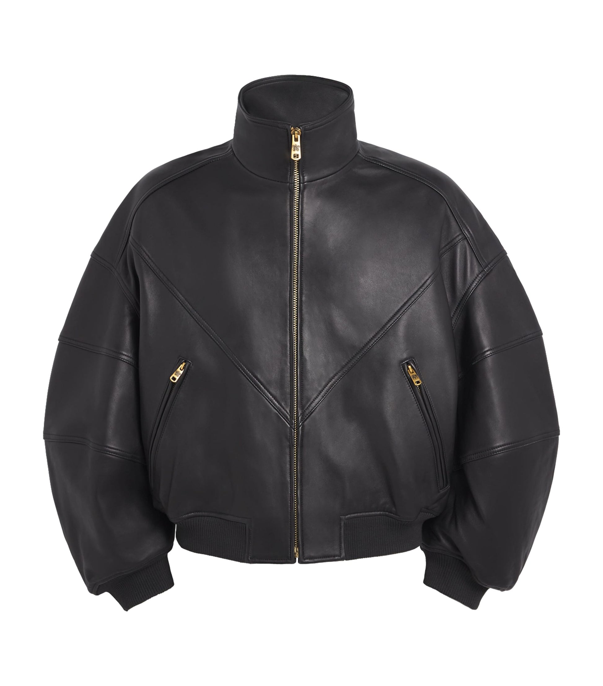 Willy Chavarria Black Leather Ruff Rider Bomber Jacket