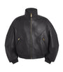 Willy Chavarria Black Leather Ruff Rider Bomber Jacket