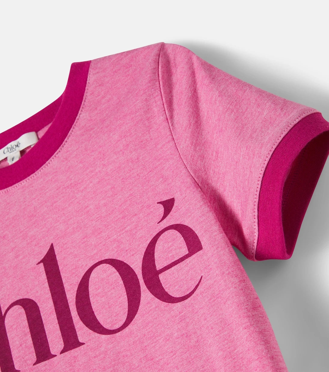 Chloé Kids - تي شيرت جيرسيه قطني بالشعار