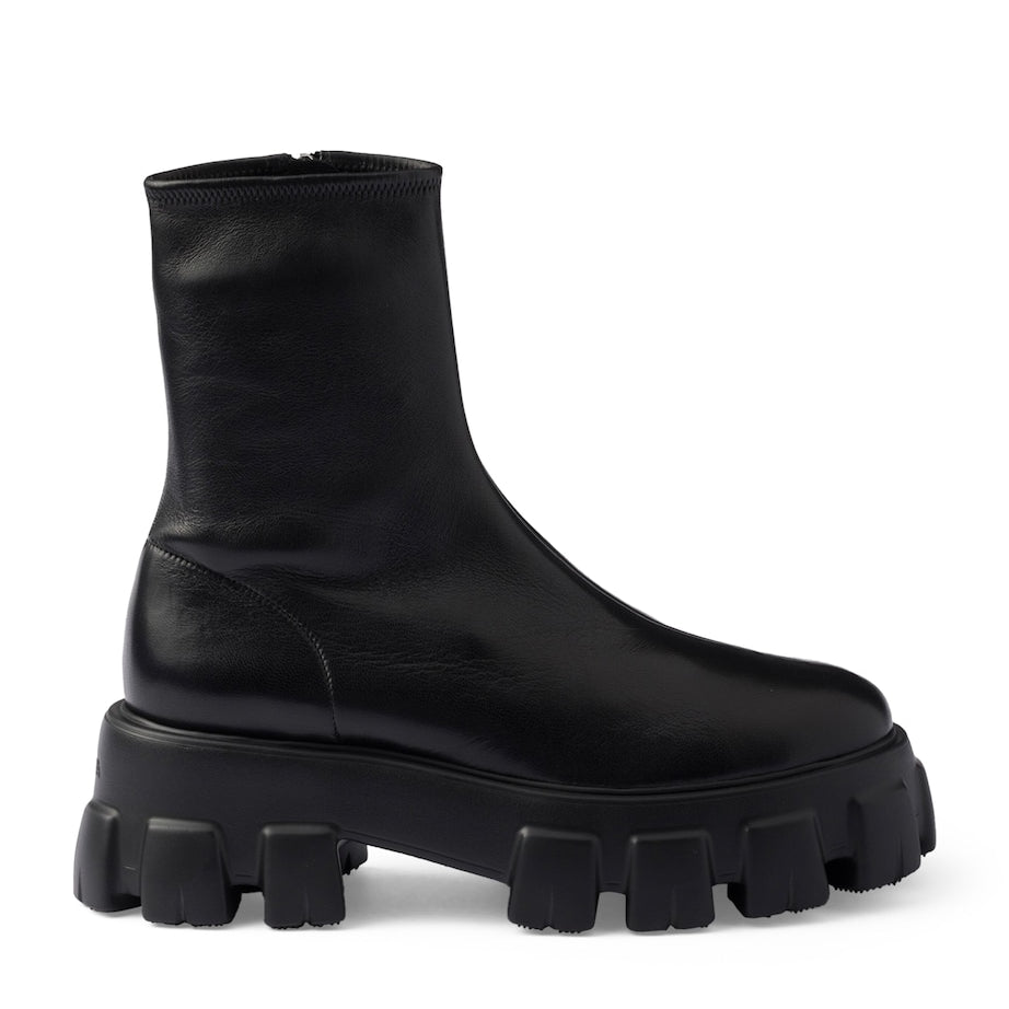 Prada Black Nappa Leather Monolith Ankle Boots