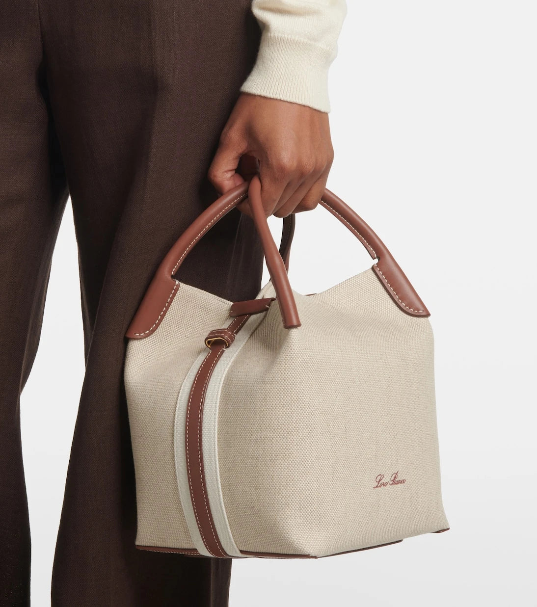 Loro Piana - Bale Small leather-trimmed canvas tote bag