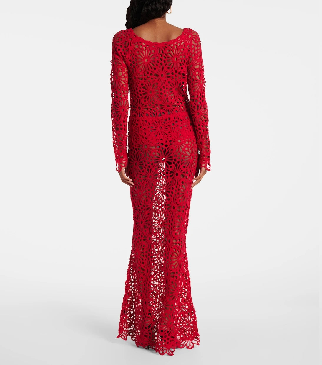 Norma Kamali - Obie cotton-blend crochet maxi skirt