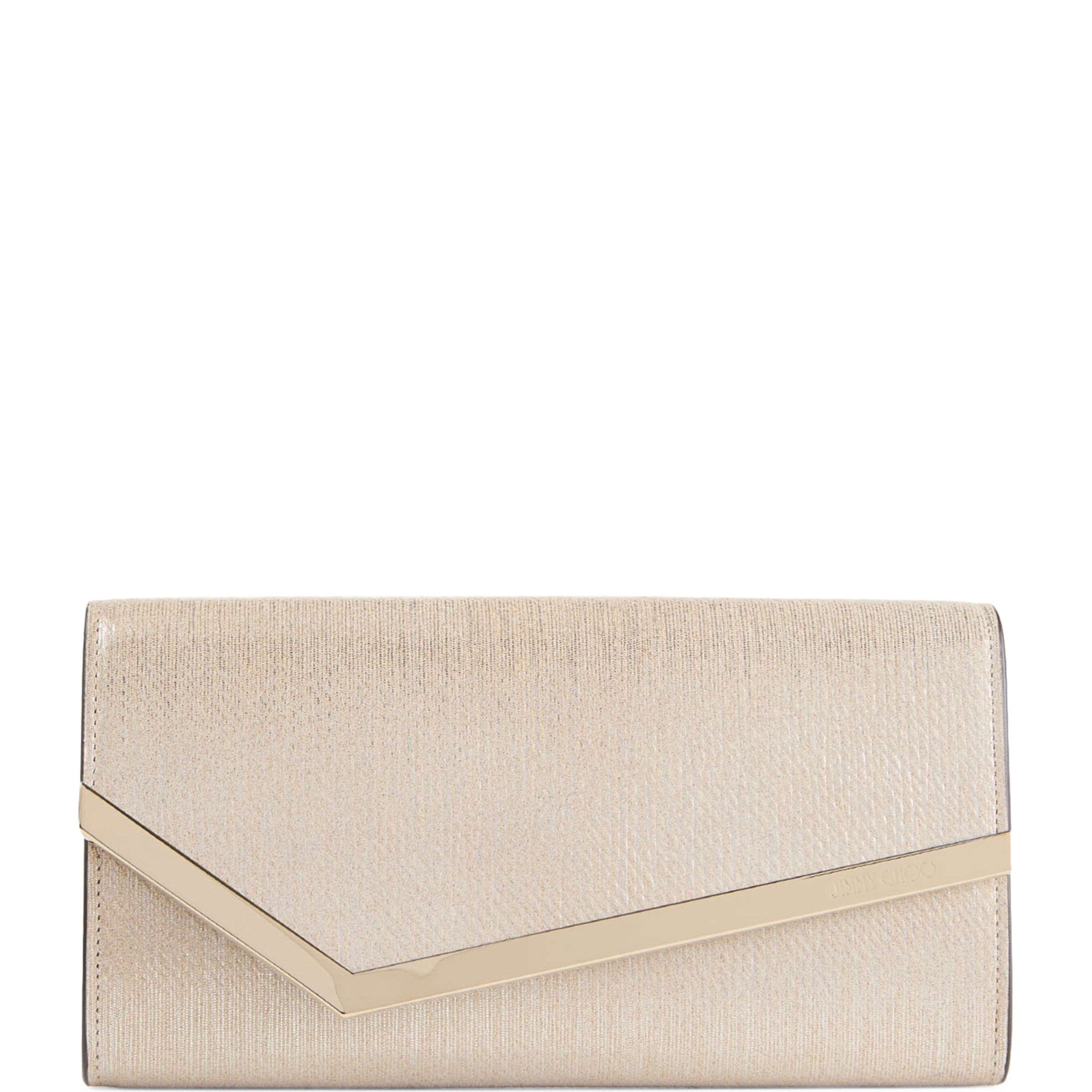 Jimmy Choo Gold Leather Emmie Clutch Bag