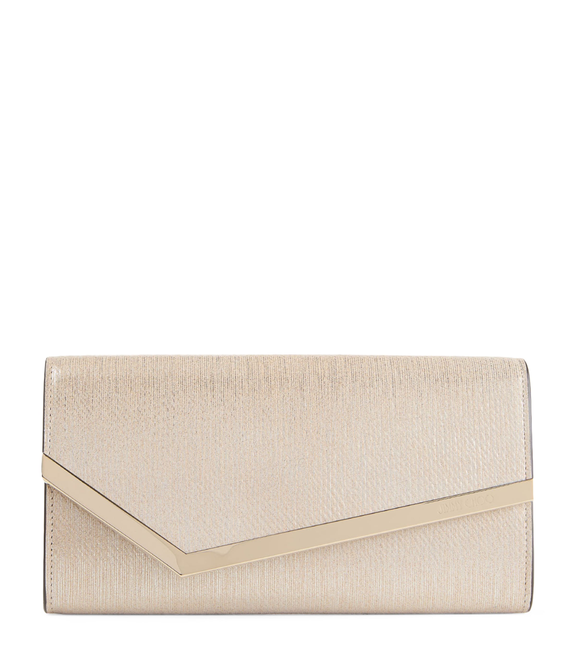 Jimmy Choo Gold Leather Emmie Clutch Bag