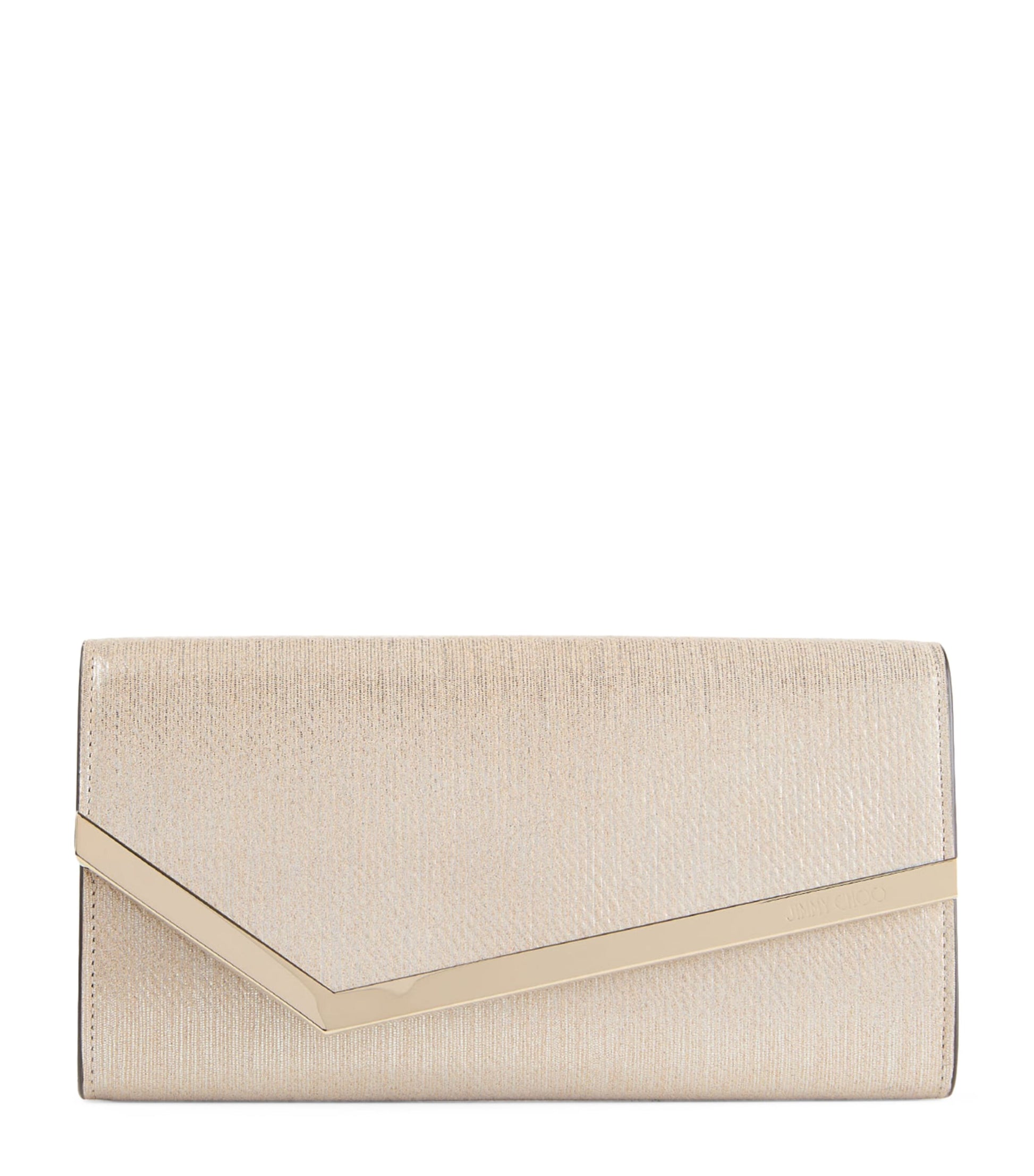 Jimmy Choo Gold Leather Emmie Clutch Bag