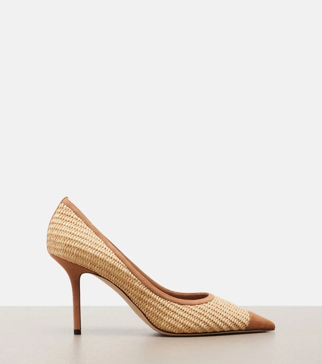 Jimmy Choo - Love suede-trimmed raffia pumps