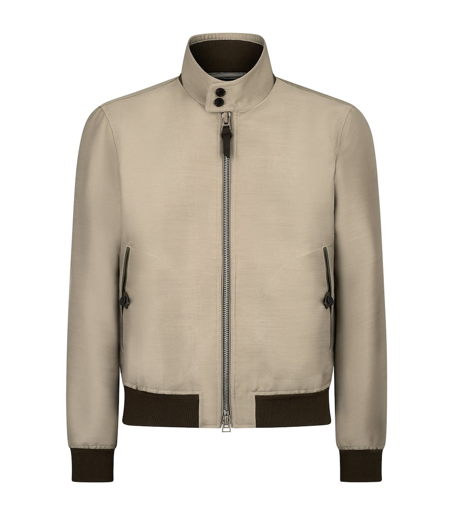 Green Wool-Mohair-Silk Harrington Jacket