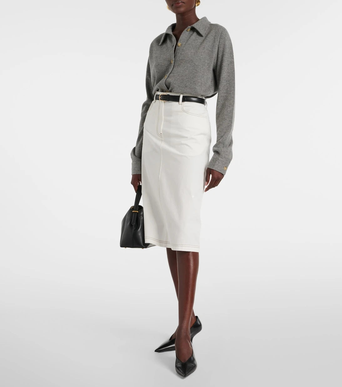 Toteme - High-rise denim midi skirt