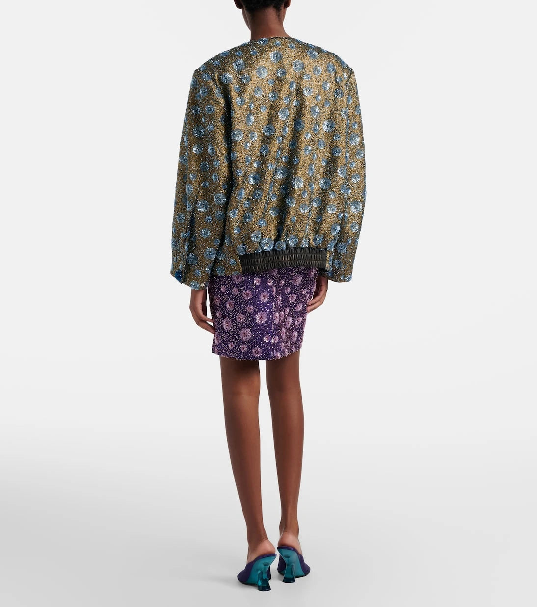 Jacques Wei - Floral sequined pencil skirt