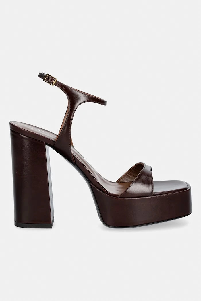 Giuseppe Zanotti Biarritz deri kalın topuklu sandalet