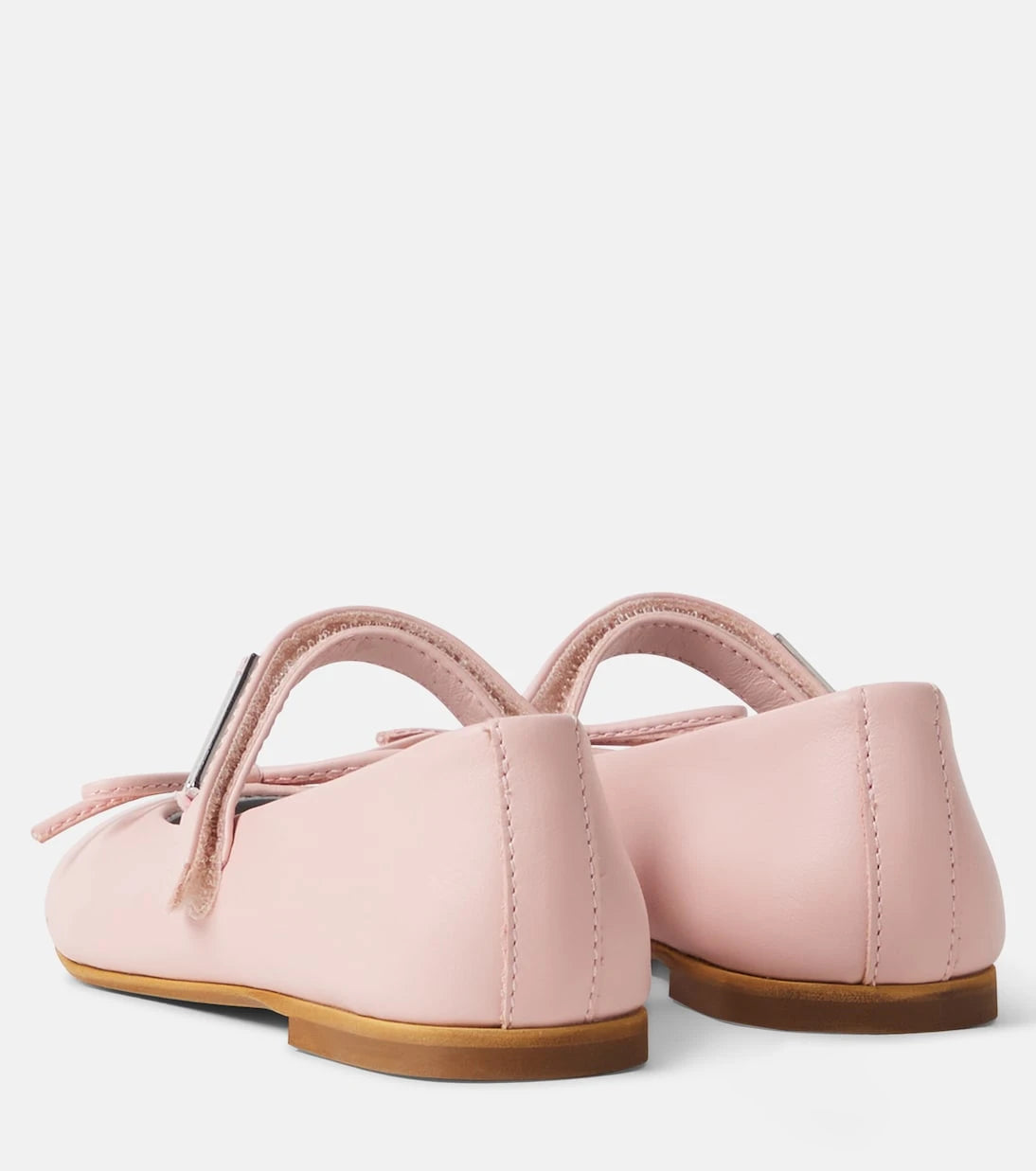 Monnalisa - Bow-detail leather Mary Jane flats