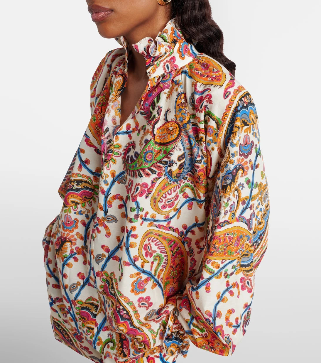 Etro - Printed cotton and silk blouse