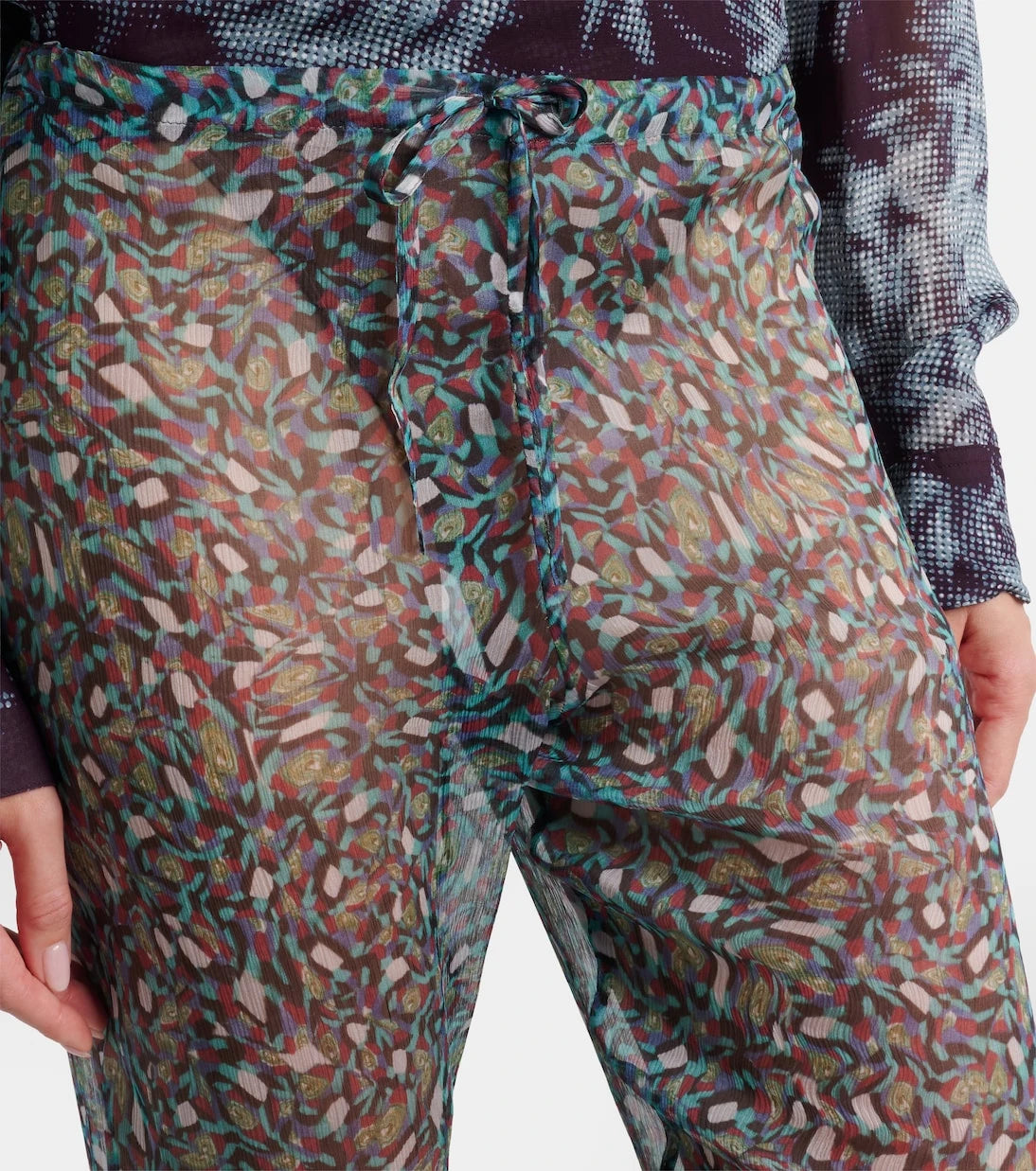 Dries Van Noten - Printed sheer silk wide-leg pants