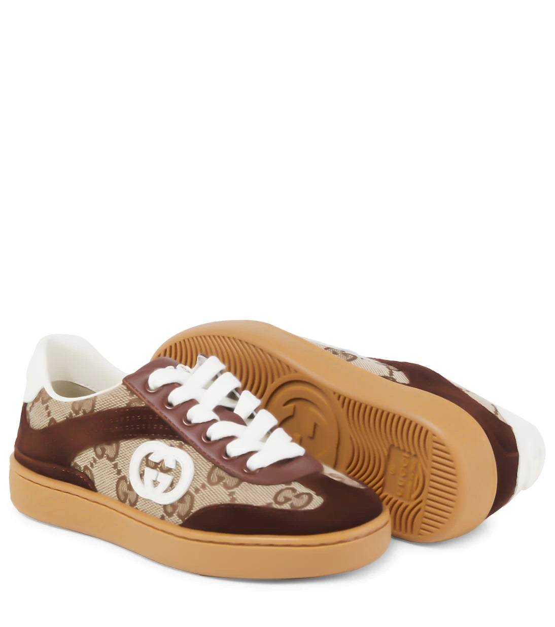 Gucci Kids - Interlocking G suede-trimmed sneakers