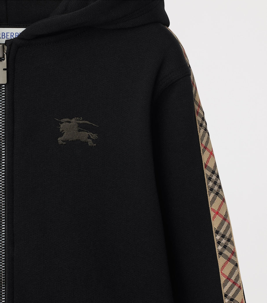 Burberry Kids Cotton Check-Trim Zip-Up Hoodie (3-12 Years)