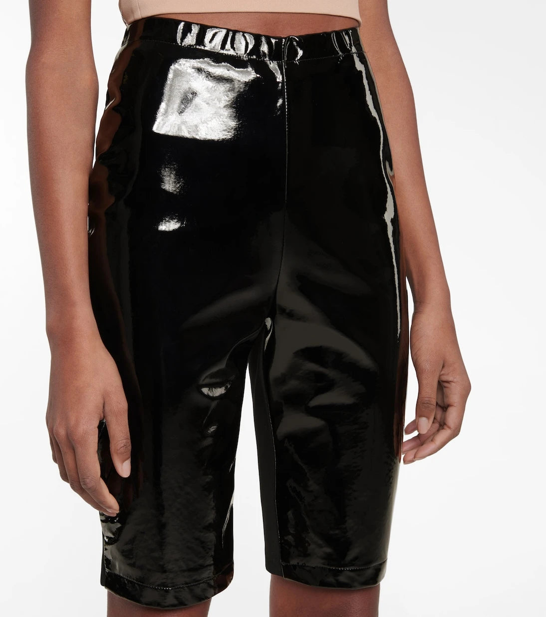 David Koma - Patent leather biker shorts