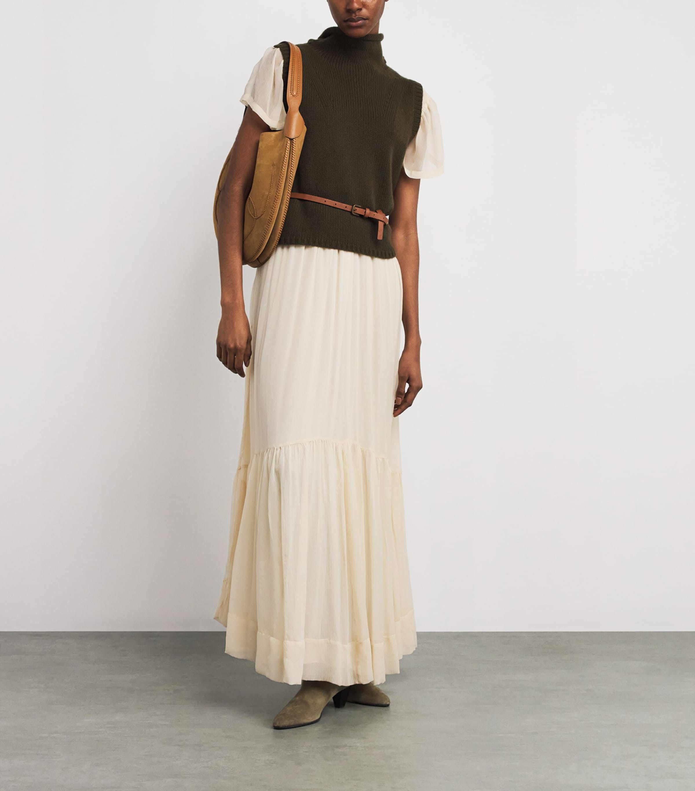 Green Cashmere Rollneck Sweater Vest