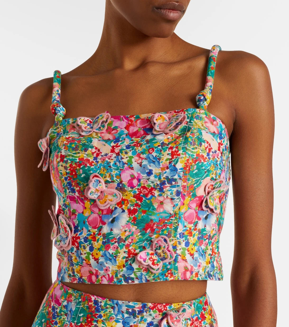 Farm Rio - Appliqué floral linen top