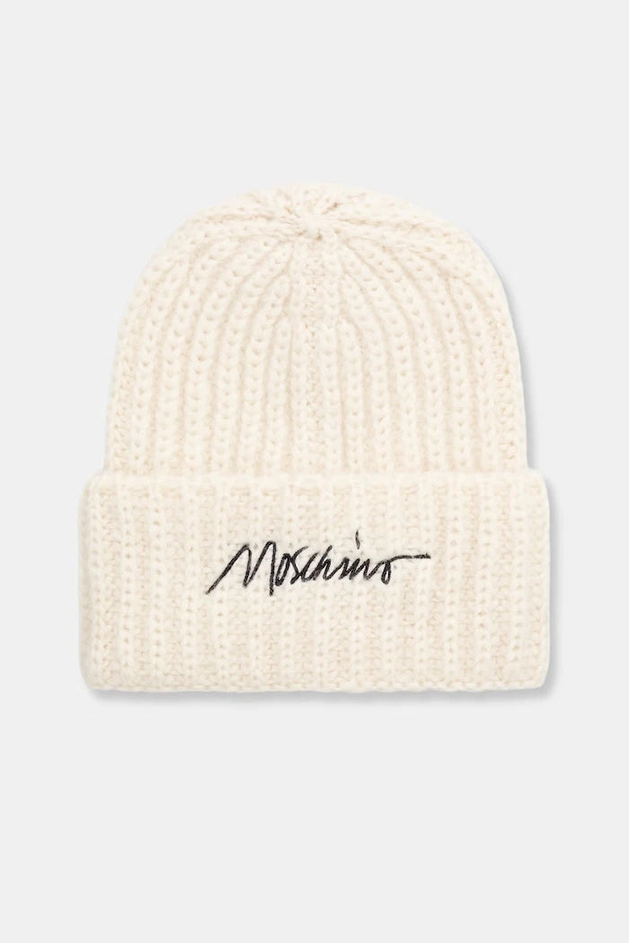 Moschino yünlü kumaştan kadın beanie şapka