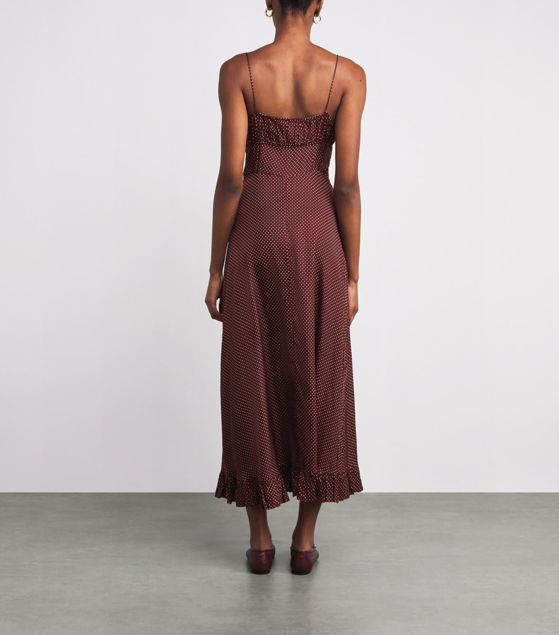 DÔEN Silk-Blend Rosaria Maxi Dress Burgundy