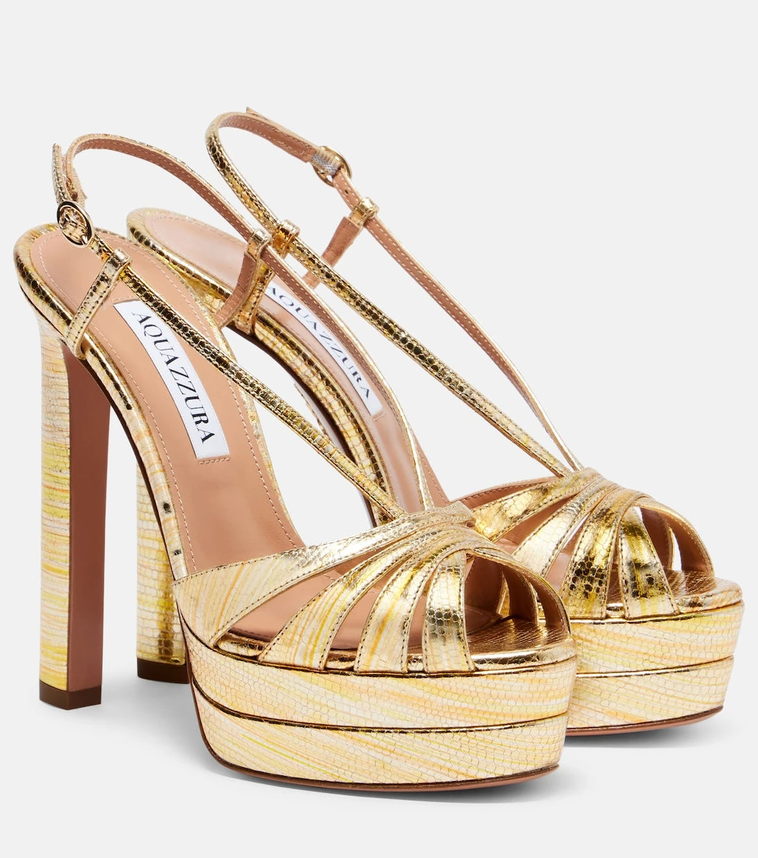 Aquazzura - Aimée 130 metallic leather platform sandals
