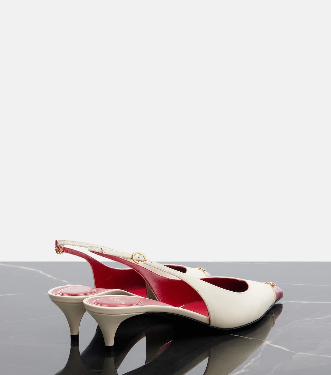Valentino Garavani - Heartip leather slingback pumps