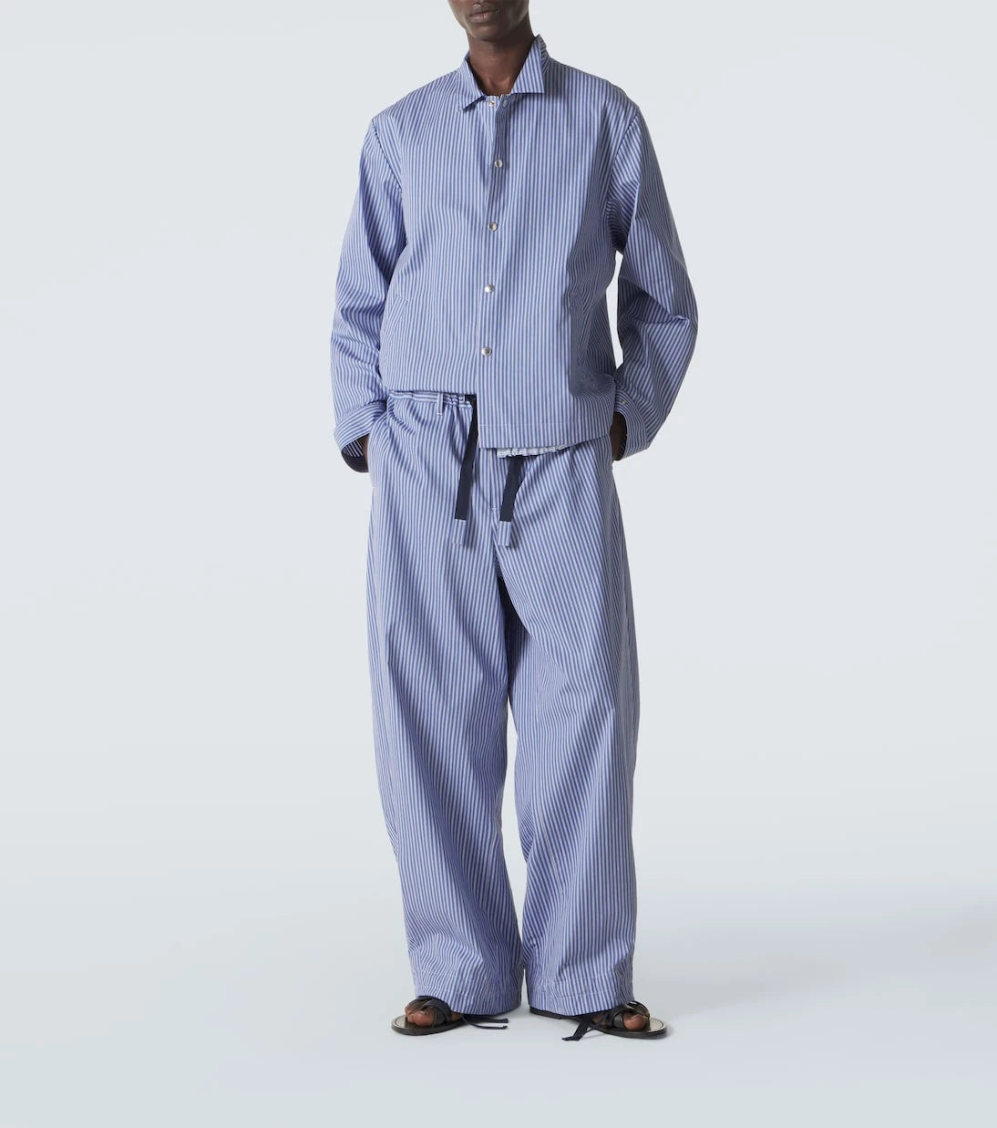 Sacai - Çizgili pamuk poplin bluzon ceket