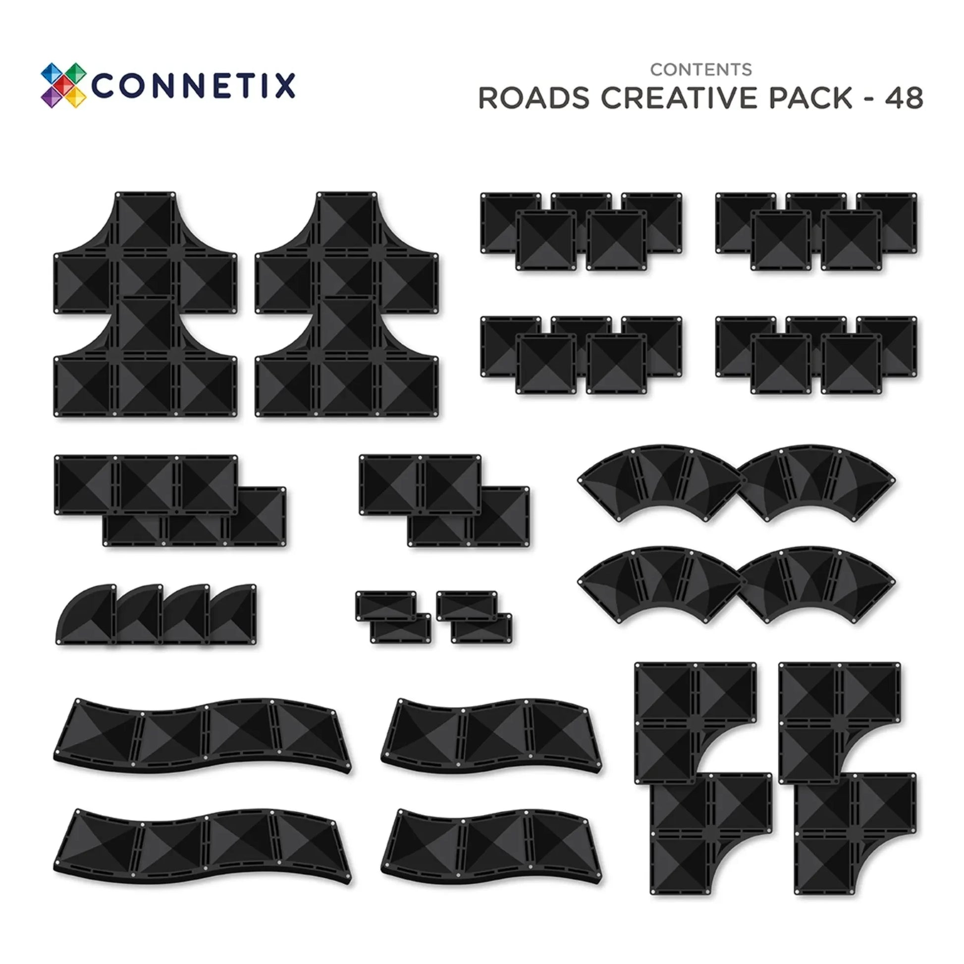 Connetix - Roads Creative pack - 48 pieces | Black