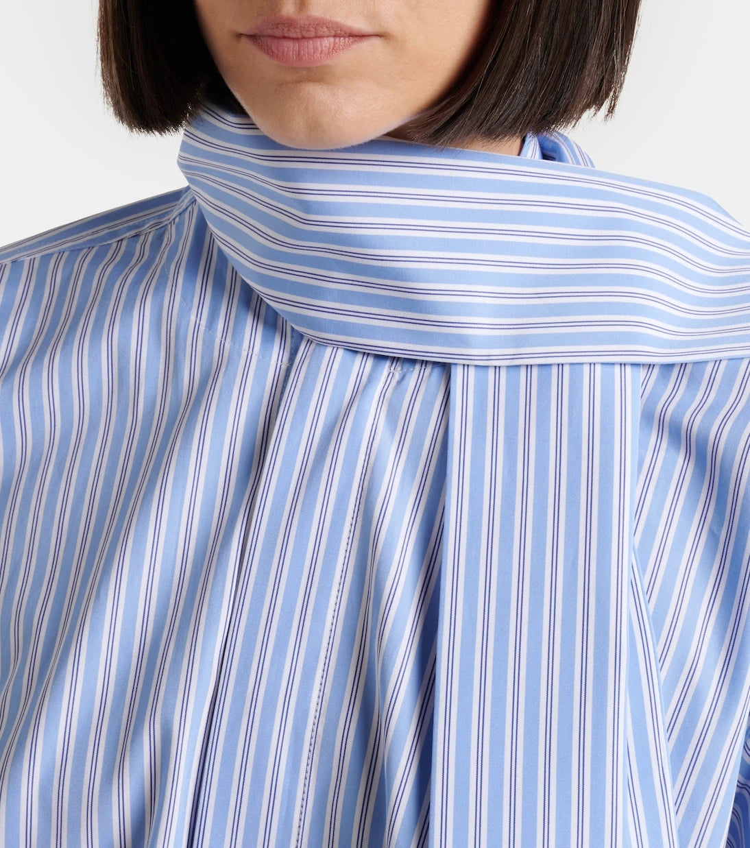 Plan C - Scarf-detail striped cotton shirt