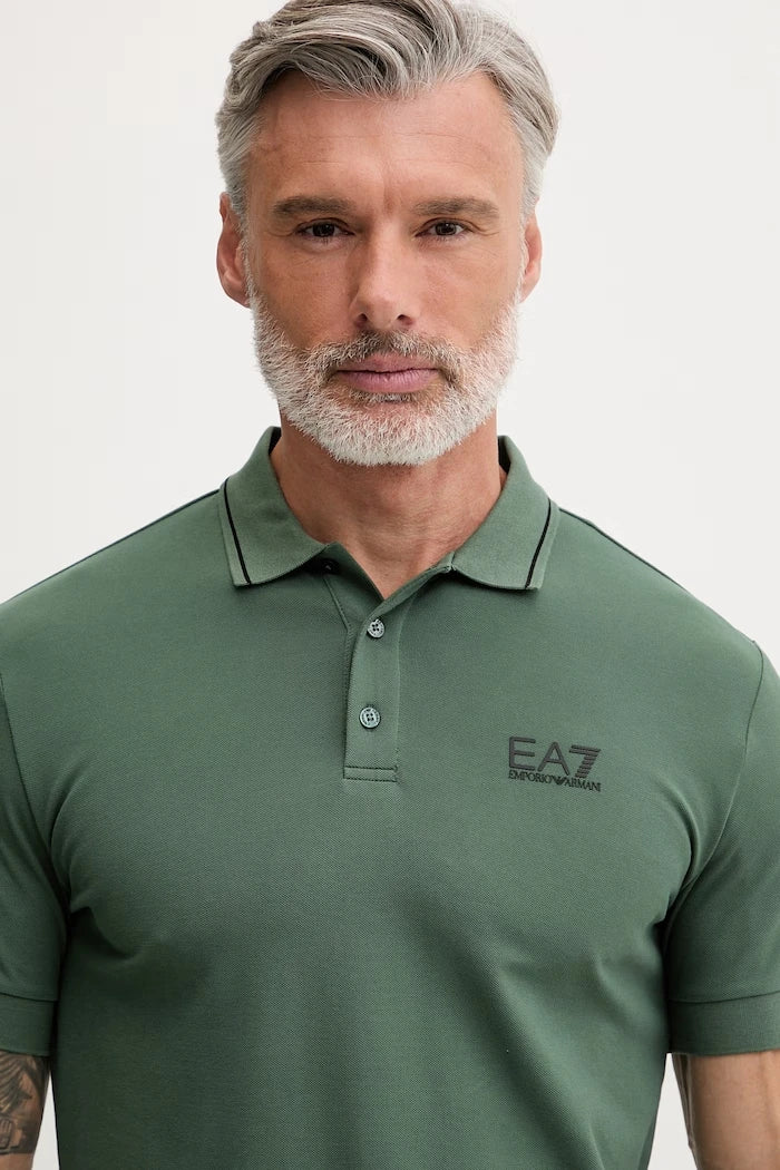 EA7 Emporio Armani erkek pamuklu elastan yakalı tişört