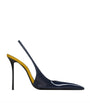 Saint Laurent Blue Patent Leather Amalia Slingback Pumps 110