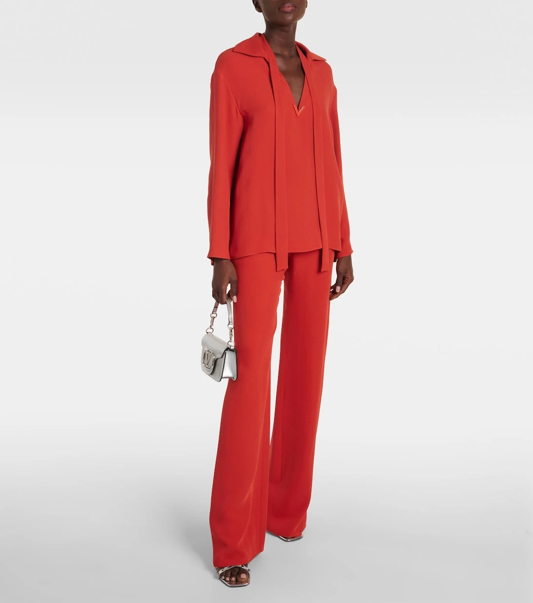 Valentino - Tie-neck silk blouse