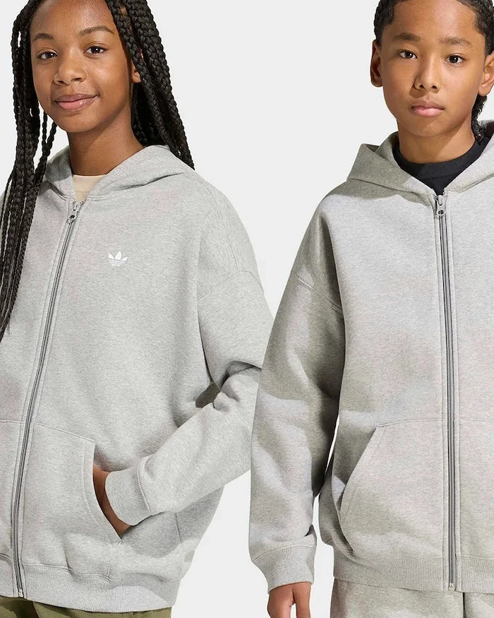 pamuklu, çocuklar için fermuarlı ve kapüşonlu adidas Originals sweatshirt