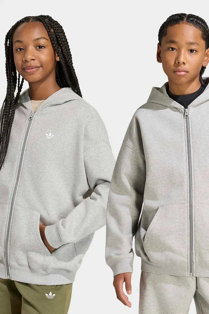 pamuklu, çocuklar için fermuarlı ve kapüşonlu adidas Originals sweatshirt