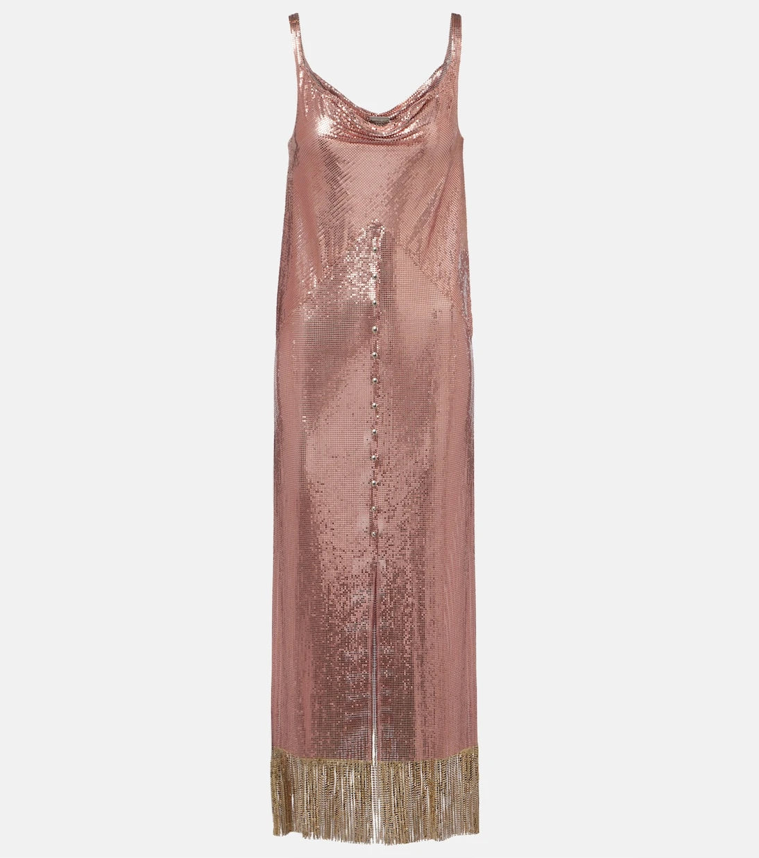 Rabanne - Fringed metallic midi dress
